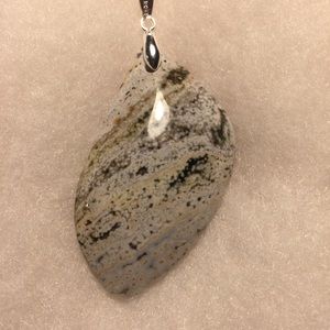 Ocean Jasper cabochon pendant necklace 18”